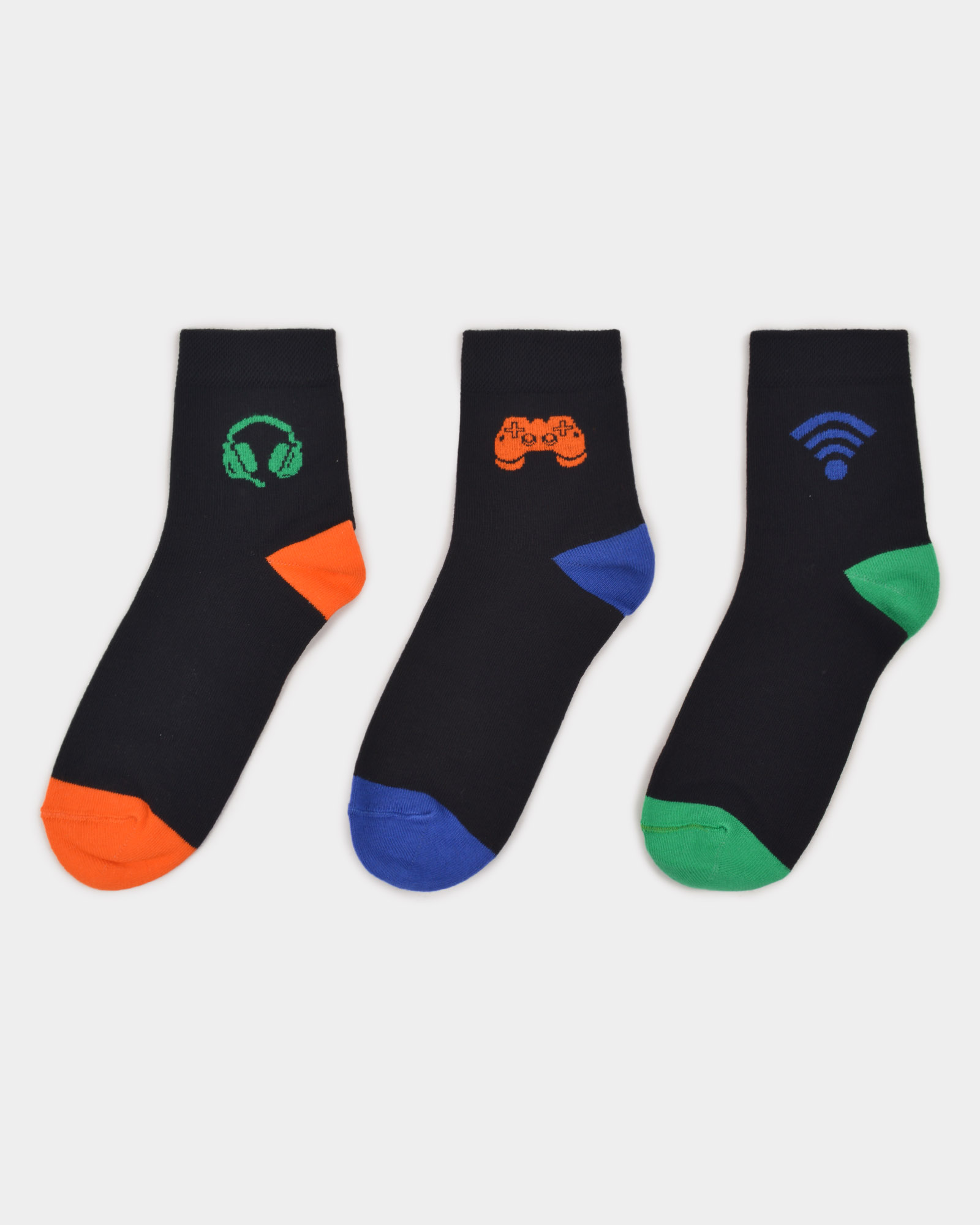 Изображение товара Носки Futurino для мальчика 3 пары черные с декором