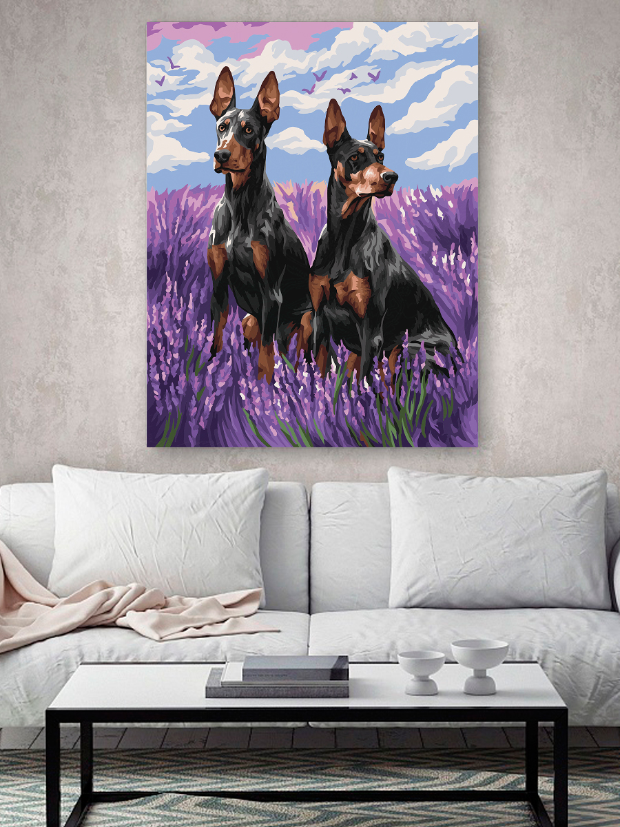 Картина по номерам Hobby Paint Доберманы в лаванде в ассортименте - фото 3