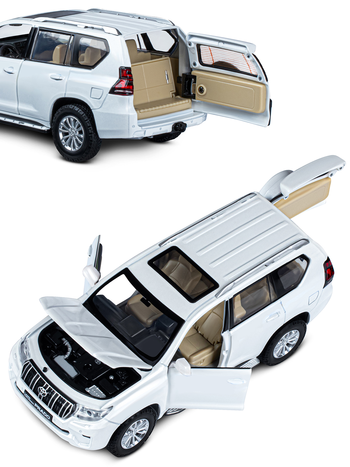 Внедорожник АВТОпанорама Toyota Land Cruiser Prado 1:24 белый JB1251506 - фото 11