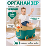 Ящик для хранения игрушек Solmax контейнер на колесиках 57х38х33 см синий