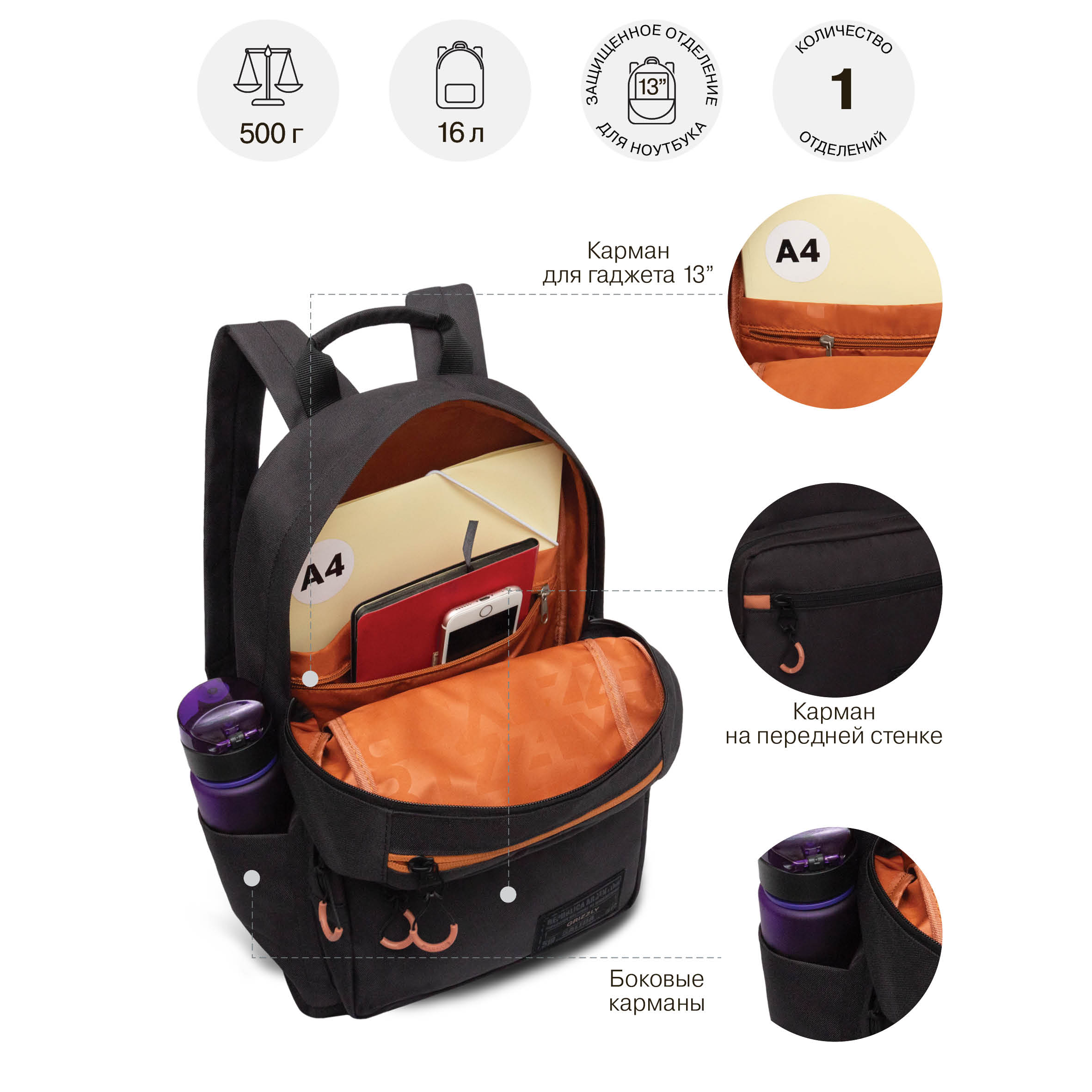 Рюкзак Grizzly для мальчика - фото 8