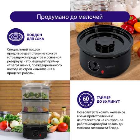 Пароварка мантоварка LUMME LU-FS1407A черный агат