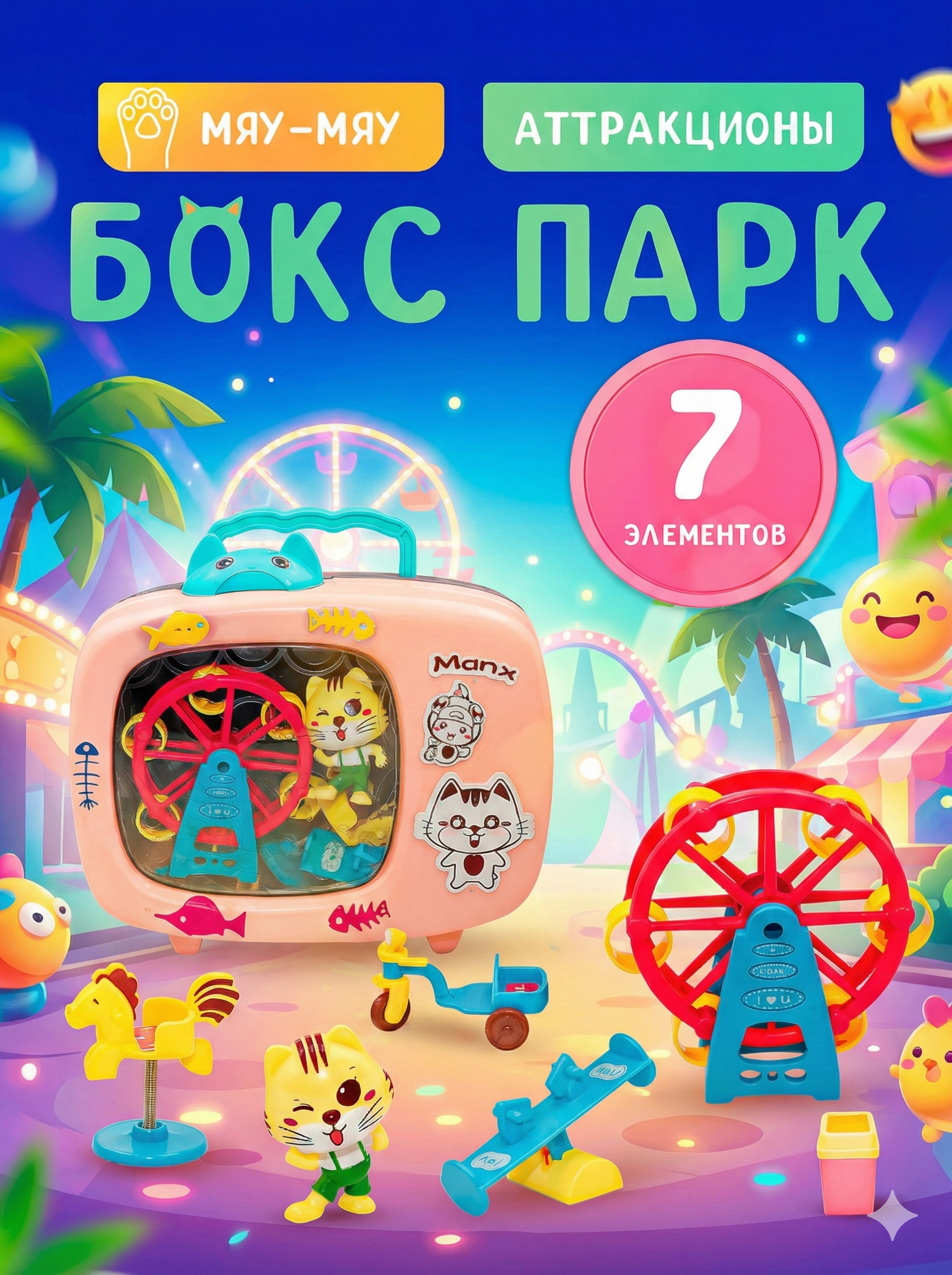 Игровой набор SHARKTOYS Парк аттракционов для котят - фото 1