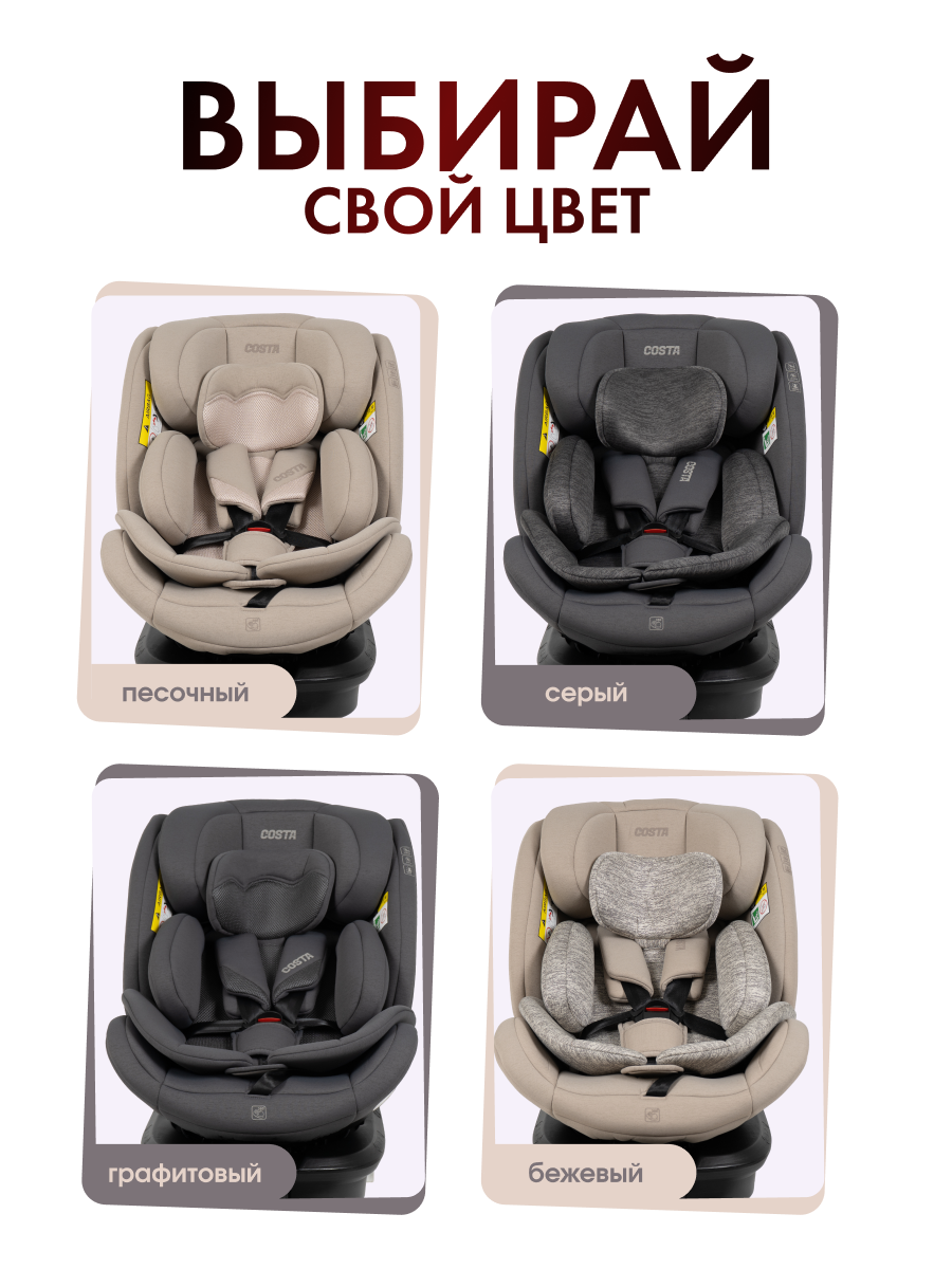 Автокресло Costa YB108А Isofix 0+/1/2/3 (0-36 кг) серый - фото 8