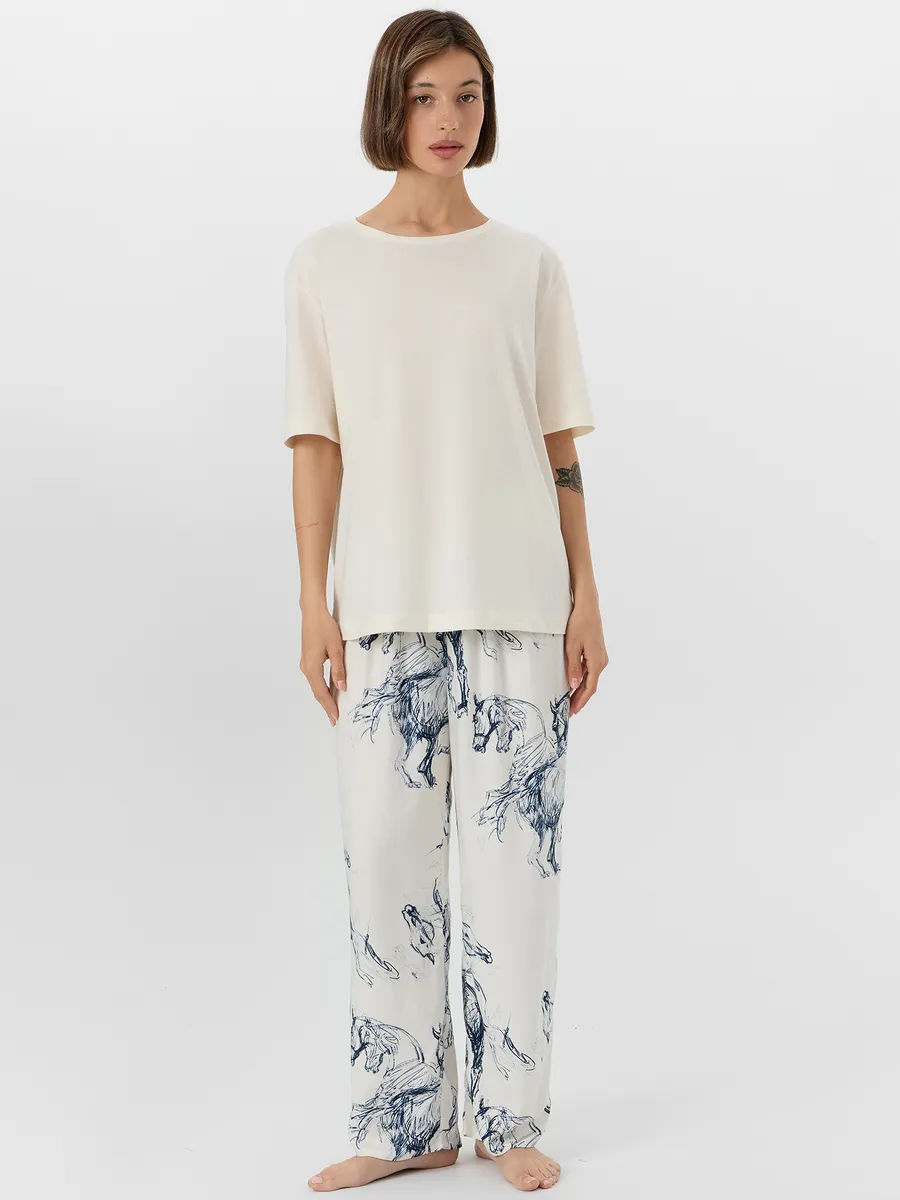 Пижама Mark Formelle (Марк Формэль) 592541/молочный +лошади на молочном - фото 9