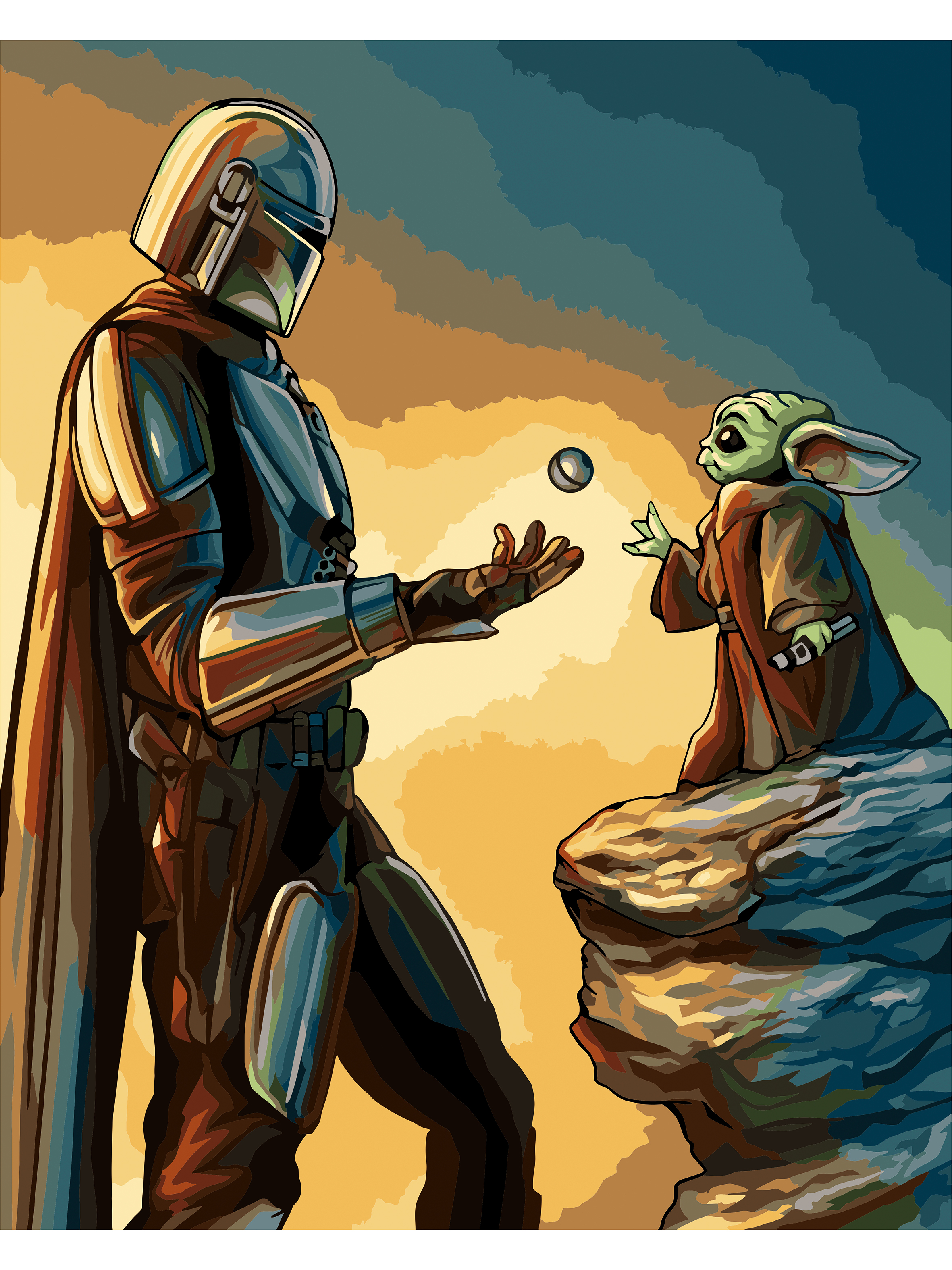 Картина по номерам Это просто шедевр Мандалорец и Грогу - фото 1