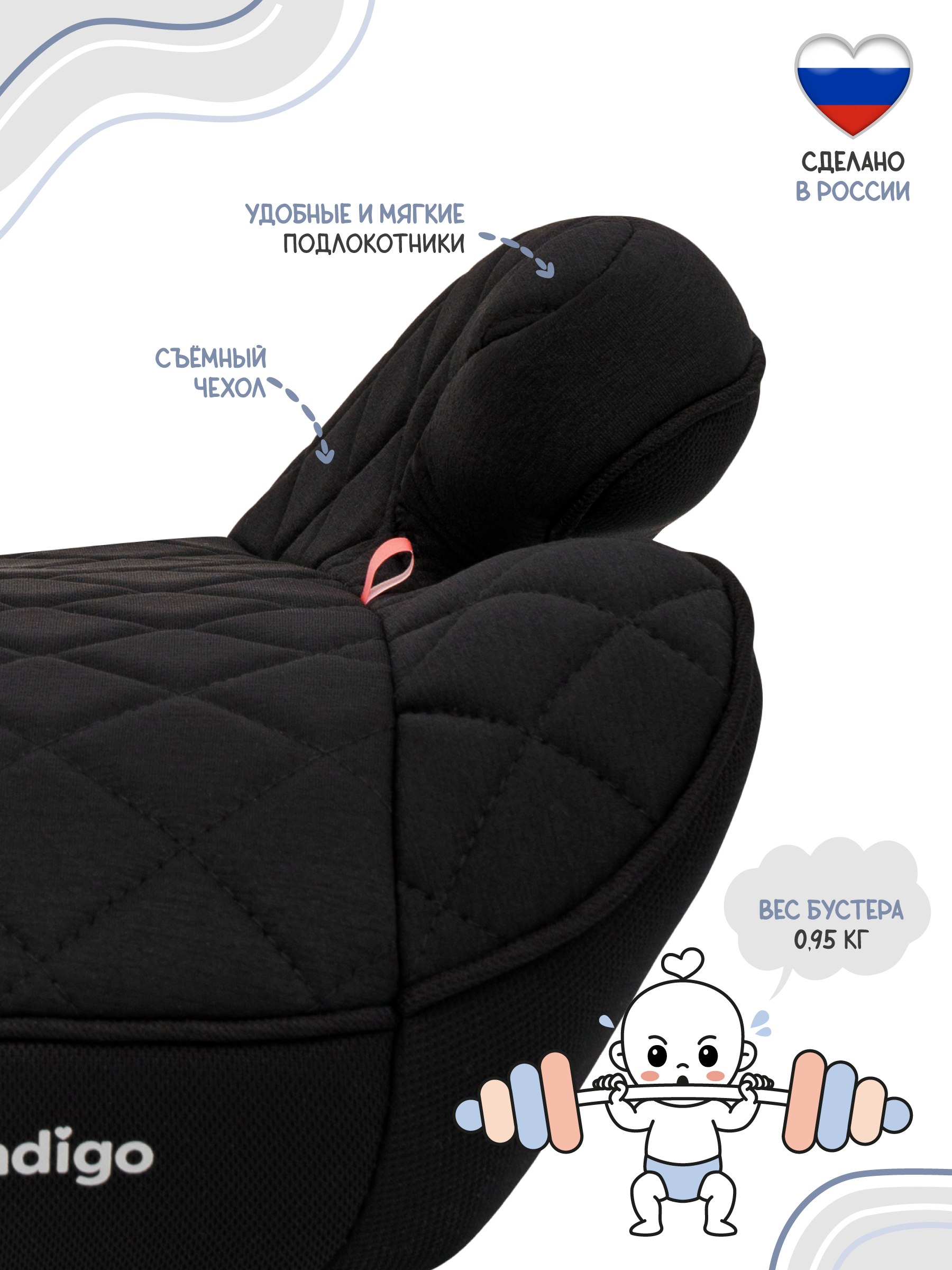Автокресло Indigo Ground Plus 3 (22-36 кг) черный - фото 4