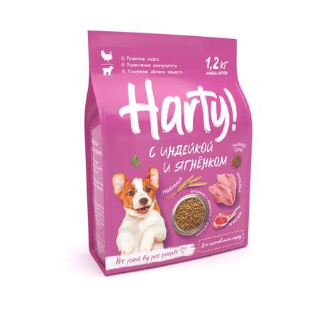 Корм для щенков Harty 1.2кг мелких и миниатюрных пород с индейкой и ягненком сухой