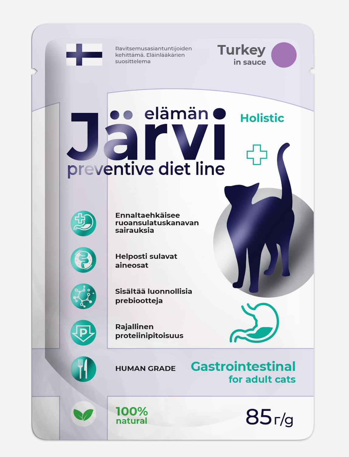Корм для кошек Jarvi Preventive diet line для профилактики заболеваний ЖКТ соус индейка 85г - фото 1