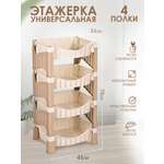 Этажерка elfplast Плетёнка бежевый 4 полки