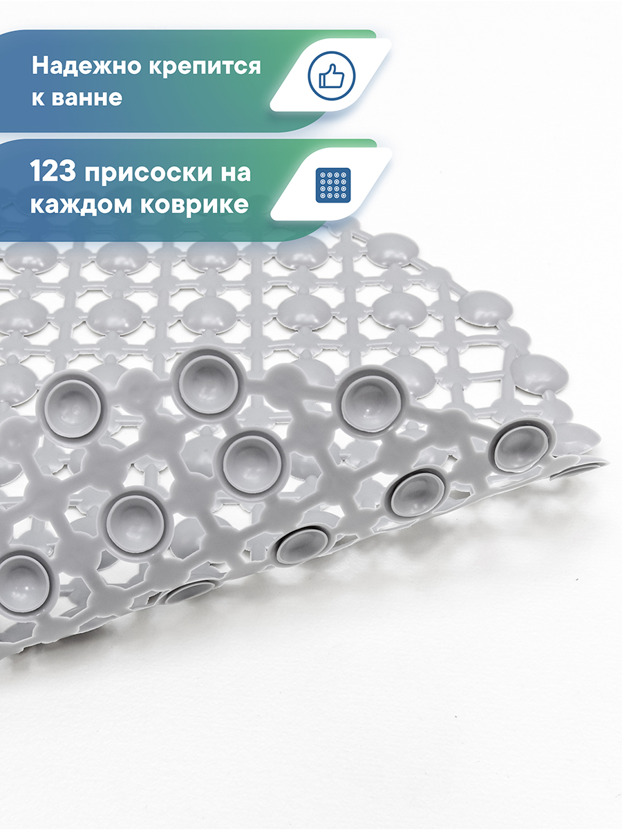 Коврик для ванной VILINA серый 36 x 65 см 1 шт. - фото 2