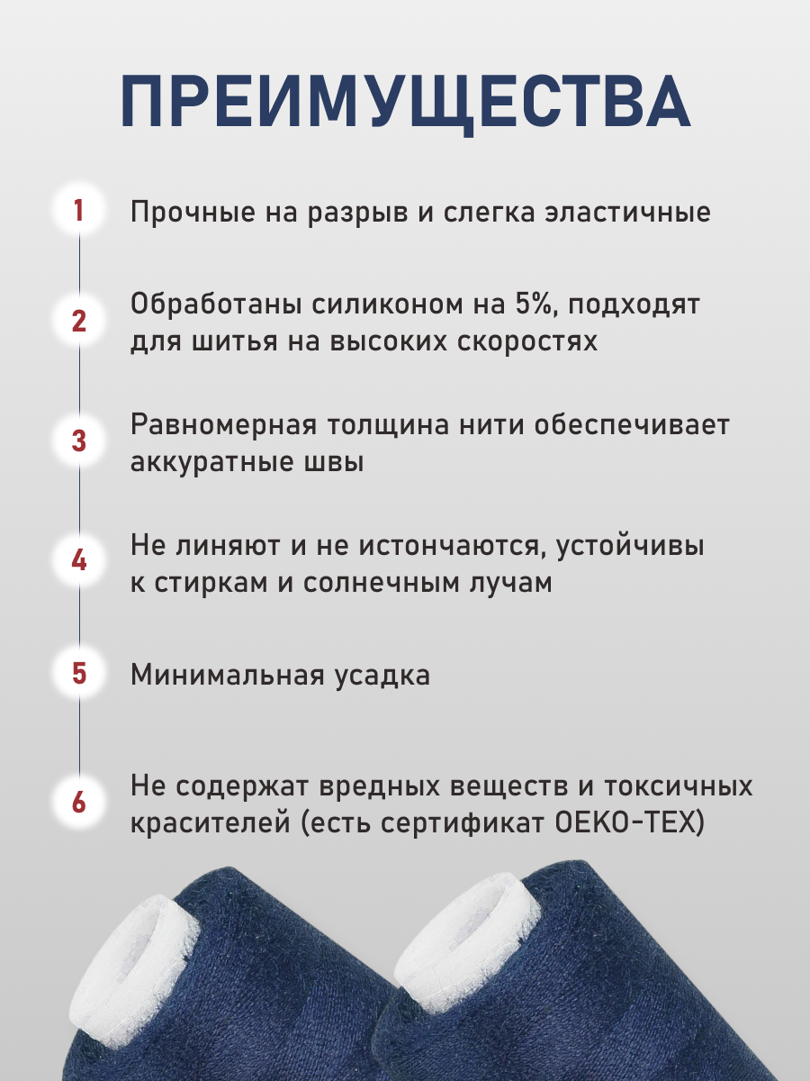 Нитки для шитья 40/2 Bestex 10шт цв 97 - фото 3
