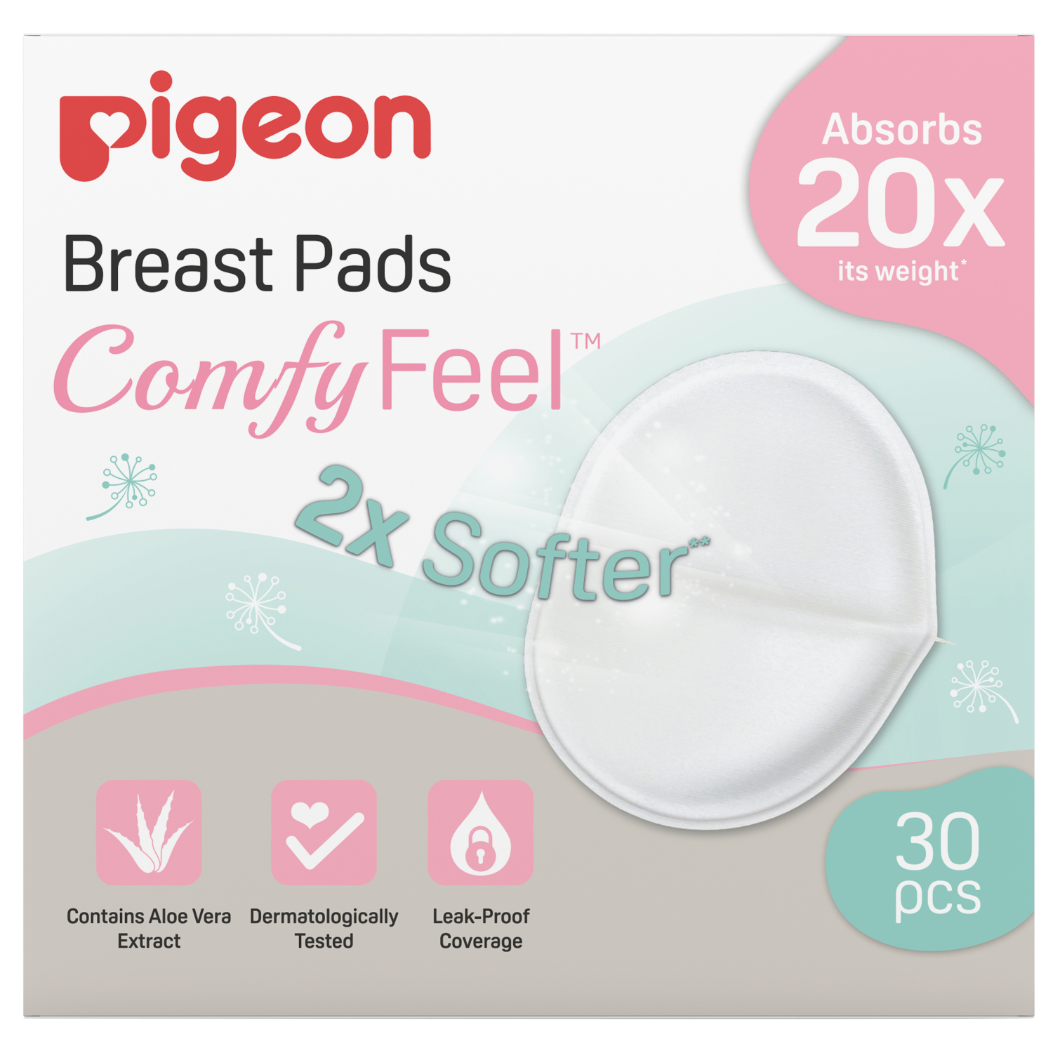 Вкладыши для бюстгальтера Pigeon ComfyFeel одноразовые с алоэ 30шт - фото 1