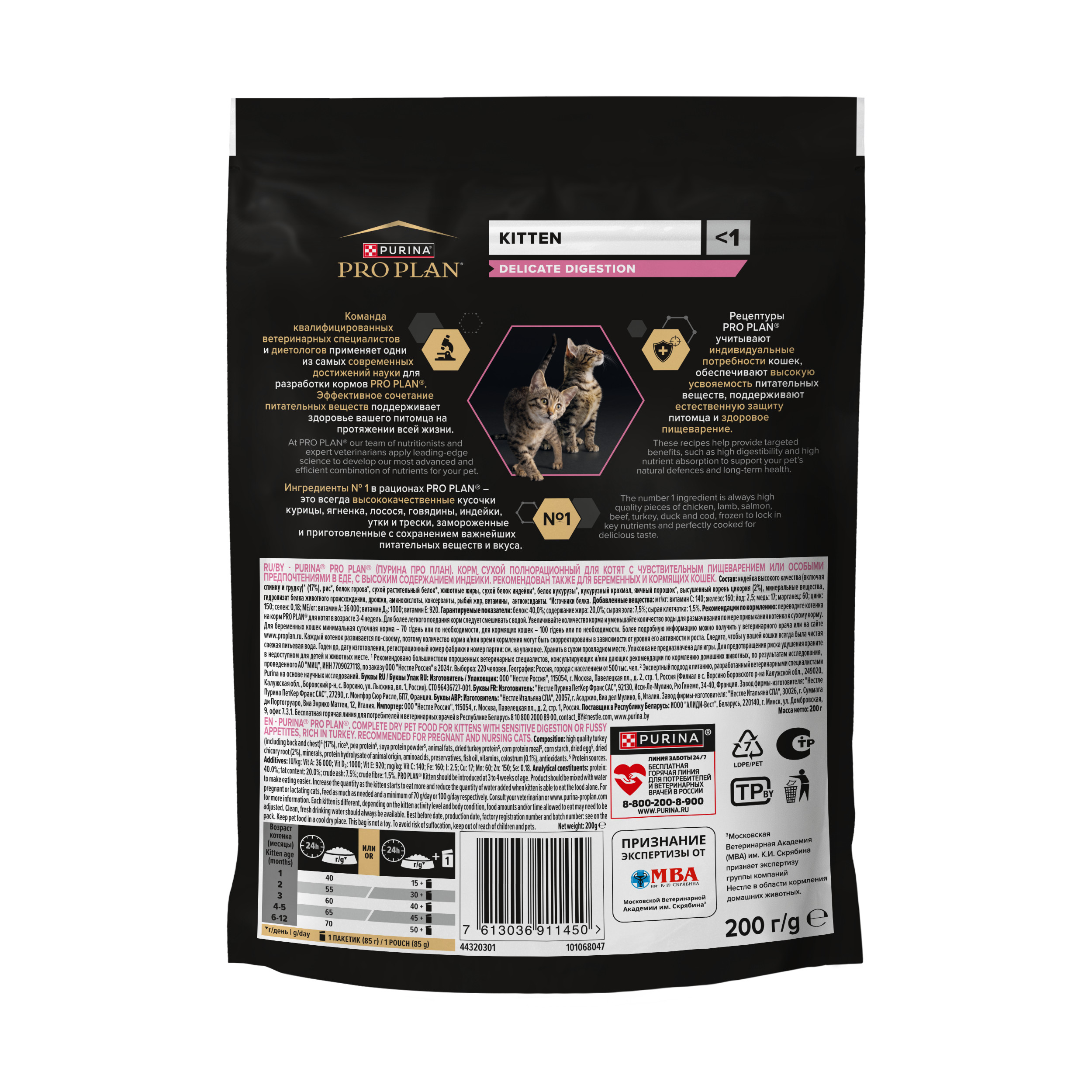 Корм сухой для котят PRO PLAN DELICATE DIGESTION 200г с индейкой - фото 2