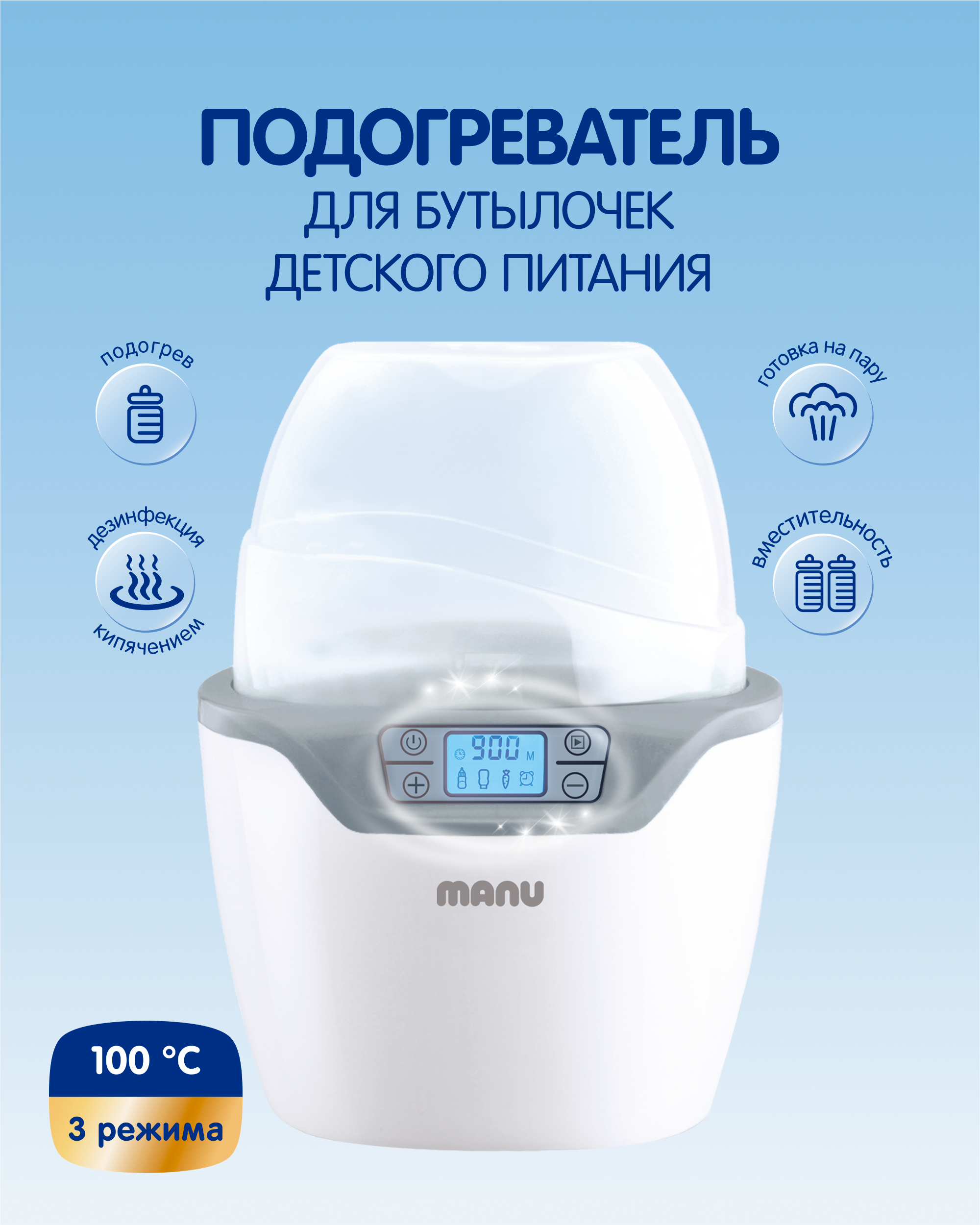 Подогреватель для детского питания MANU для 2 бутылочек - фото 4