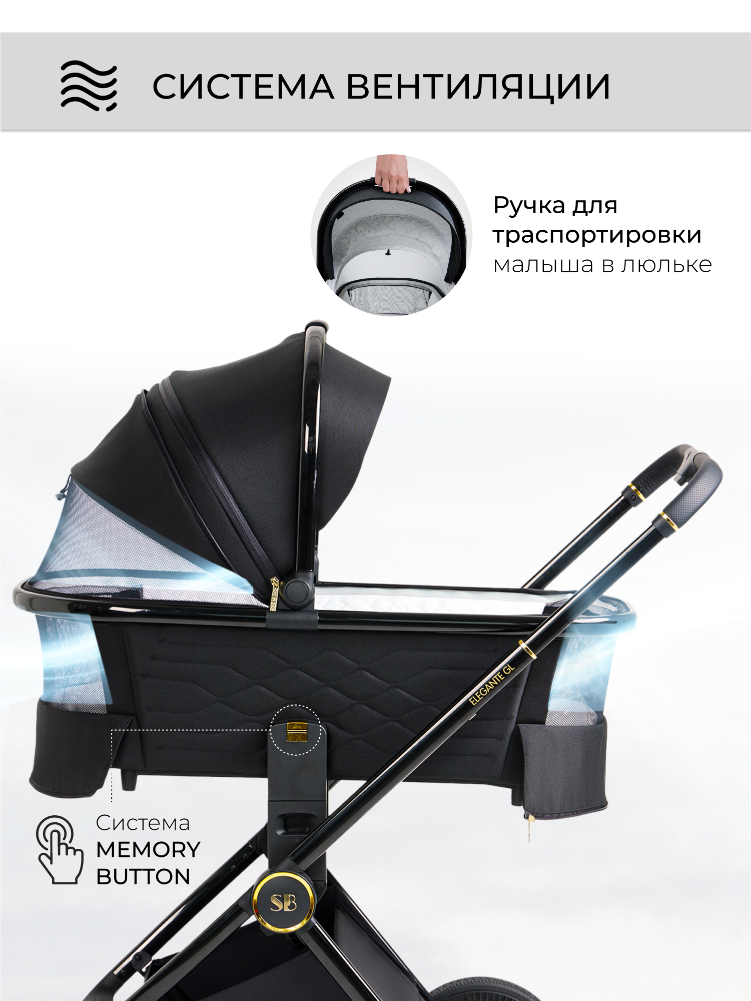 Коляска 3в1 Sweet Baby Elegante GL Black черный - фото 3