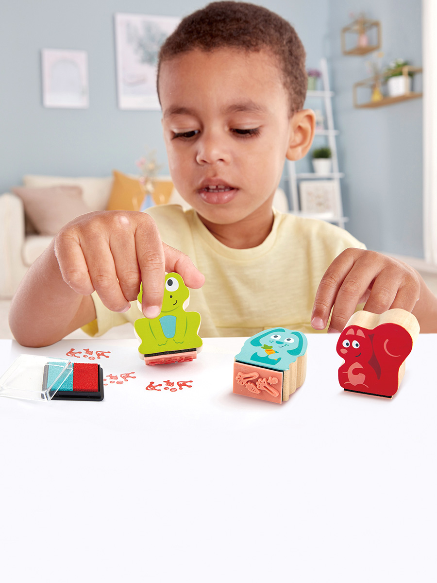 Набор штампов Hape со следами зайца белки и лягушки E1060_HP - фото 5