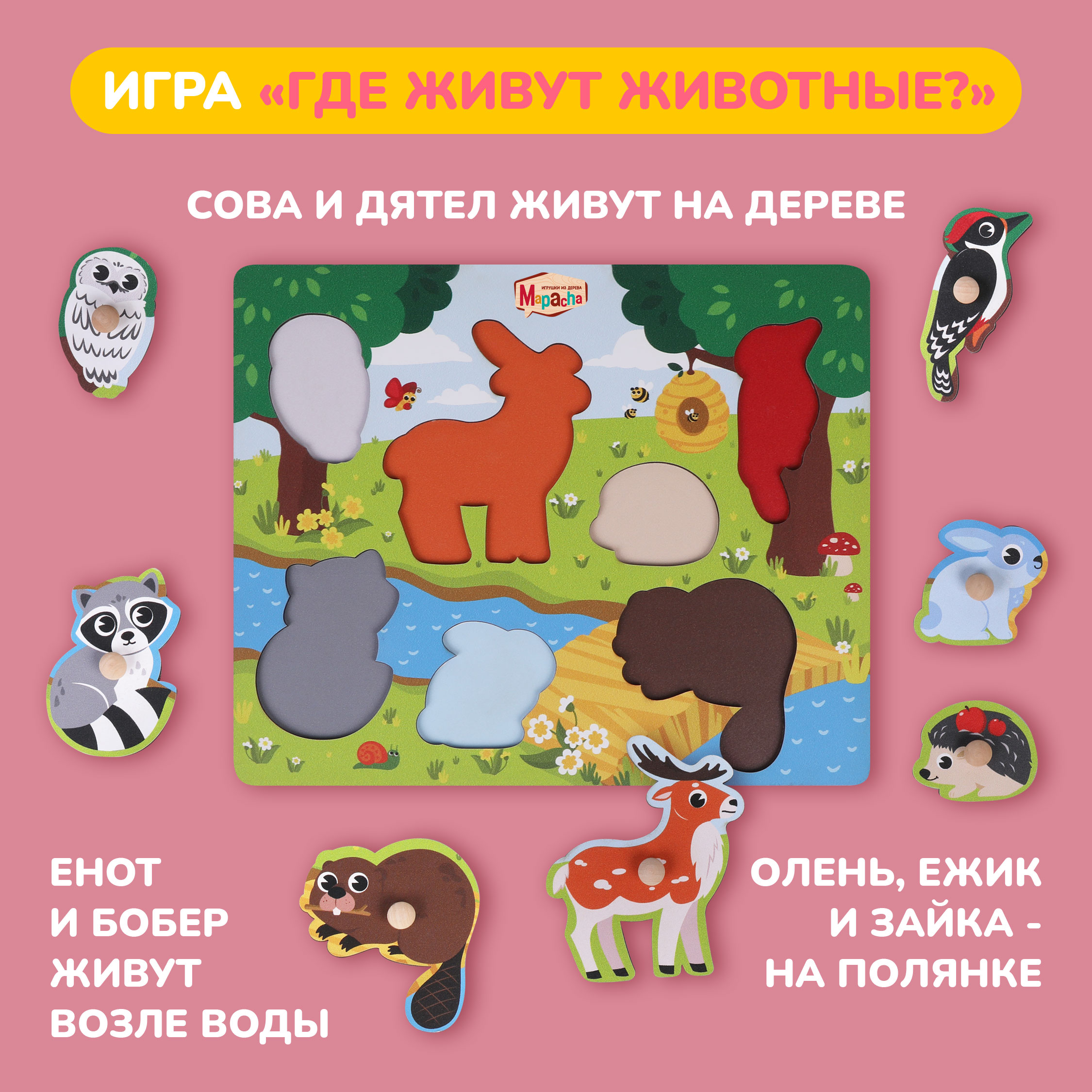 Игрушка Mapacha рамка-вкладыш Монтессори Мелкая моторика - фото 4