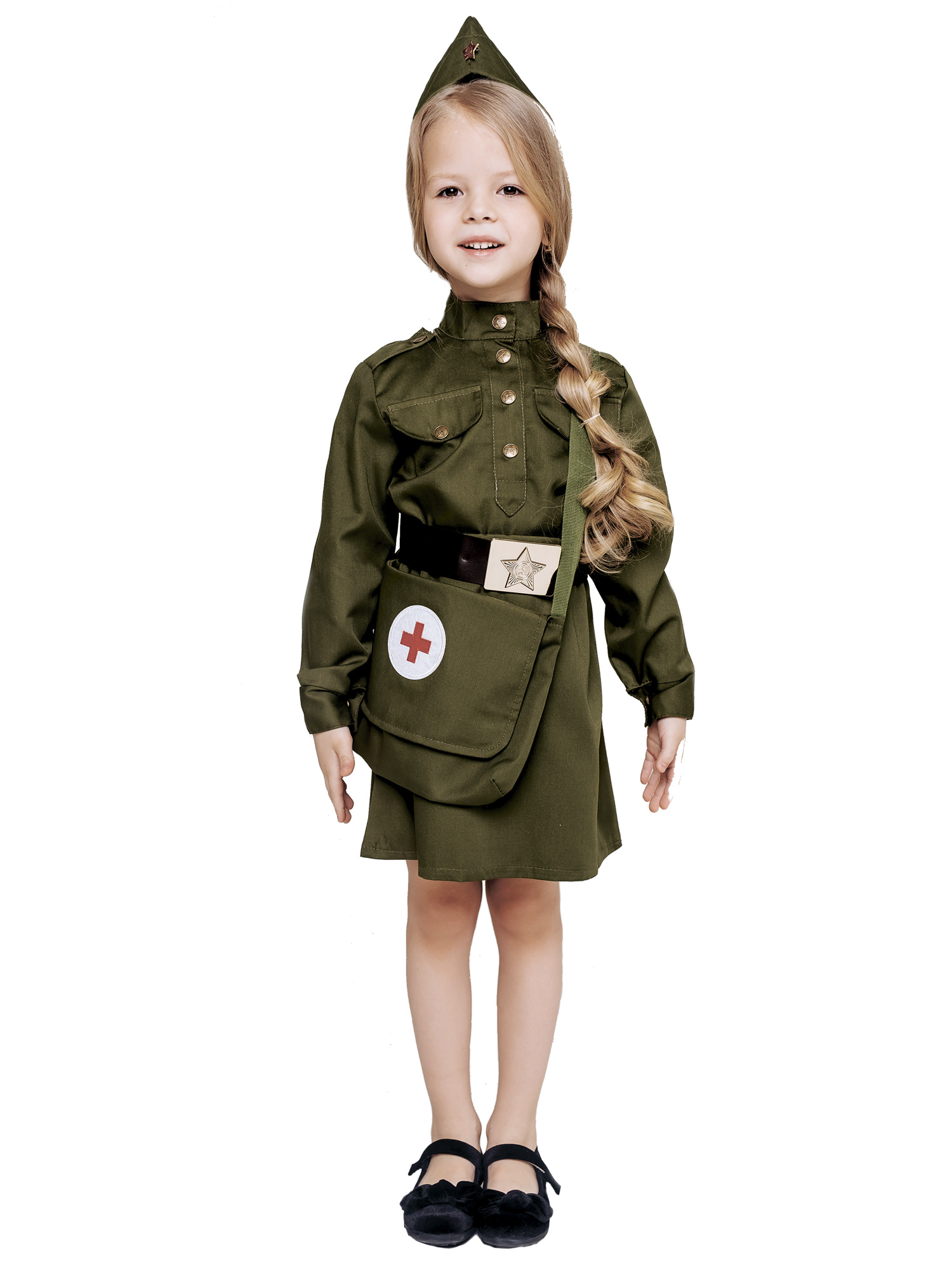 Изображение товара Карнавальный костюм Военная Медсестра для девочек 4-12 лет пуговка
