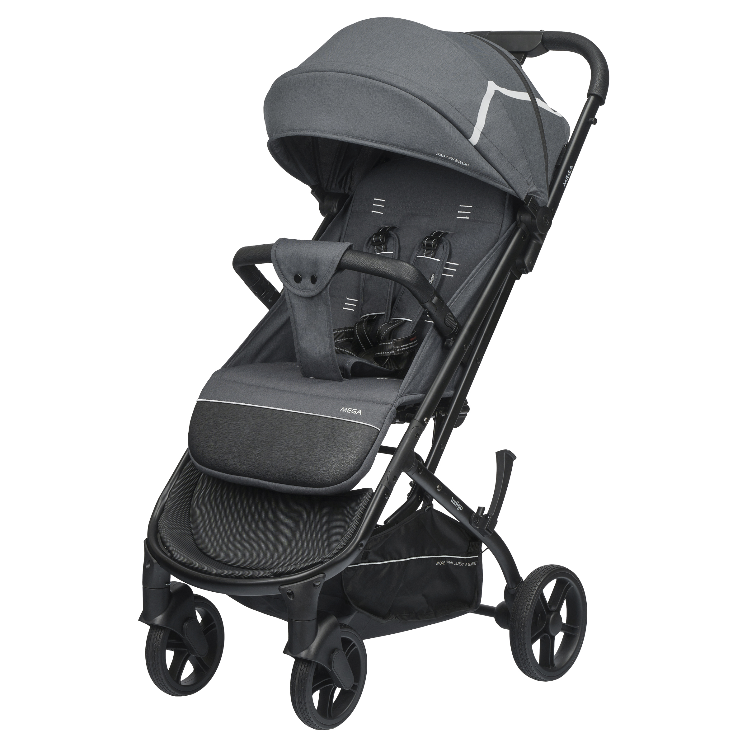 Коляска прогулочная Indigo Mega темно-серый - фото 10