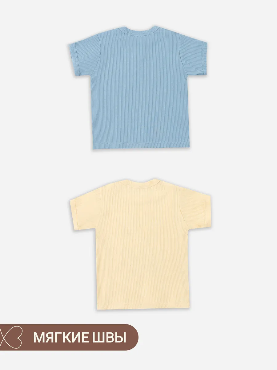 Футболка 2 шт Mark Formelle (Марк Формэль) 83108-2/абрикосовый щербет +голубой +печать - фото 8