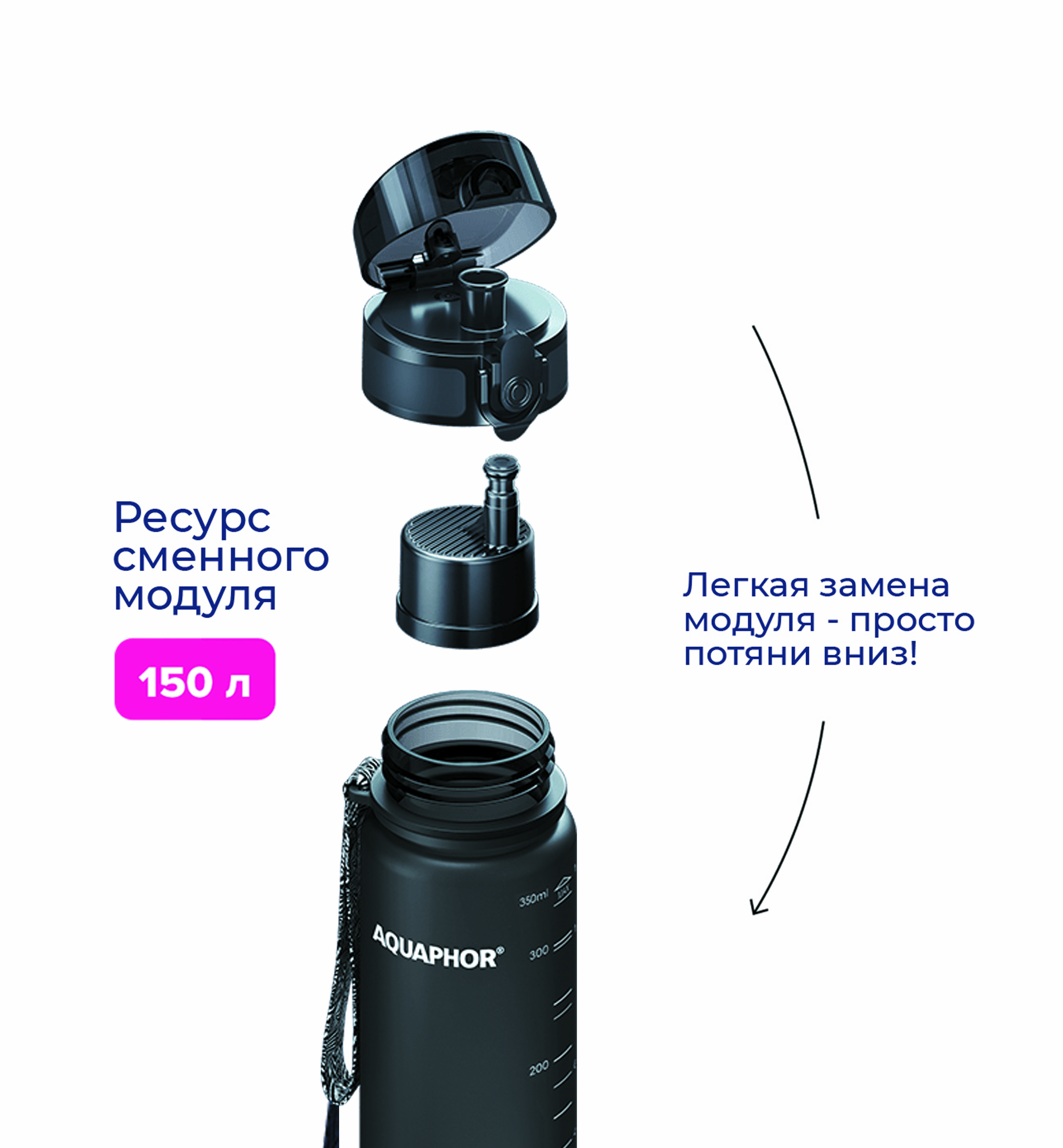 Бутылка-фильтр Аквафор 350 мл черная - фото 4