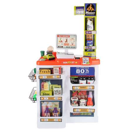 Игровой набор Veld Co касса, тележки и корзинки, прилавок, продукты