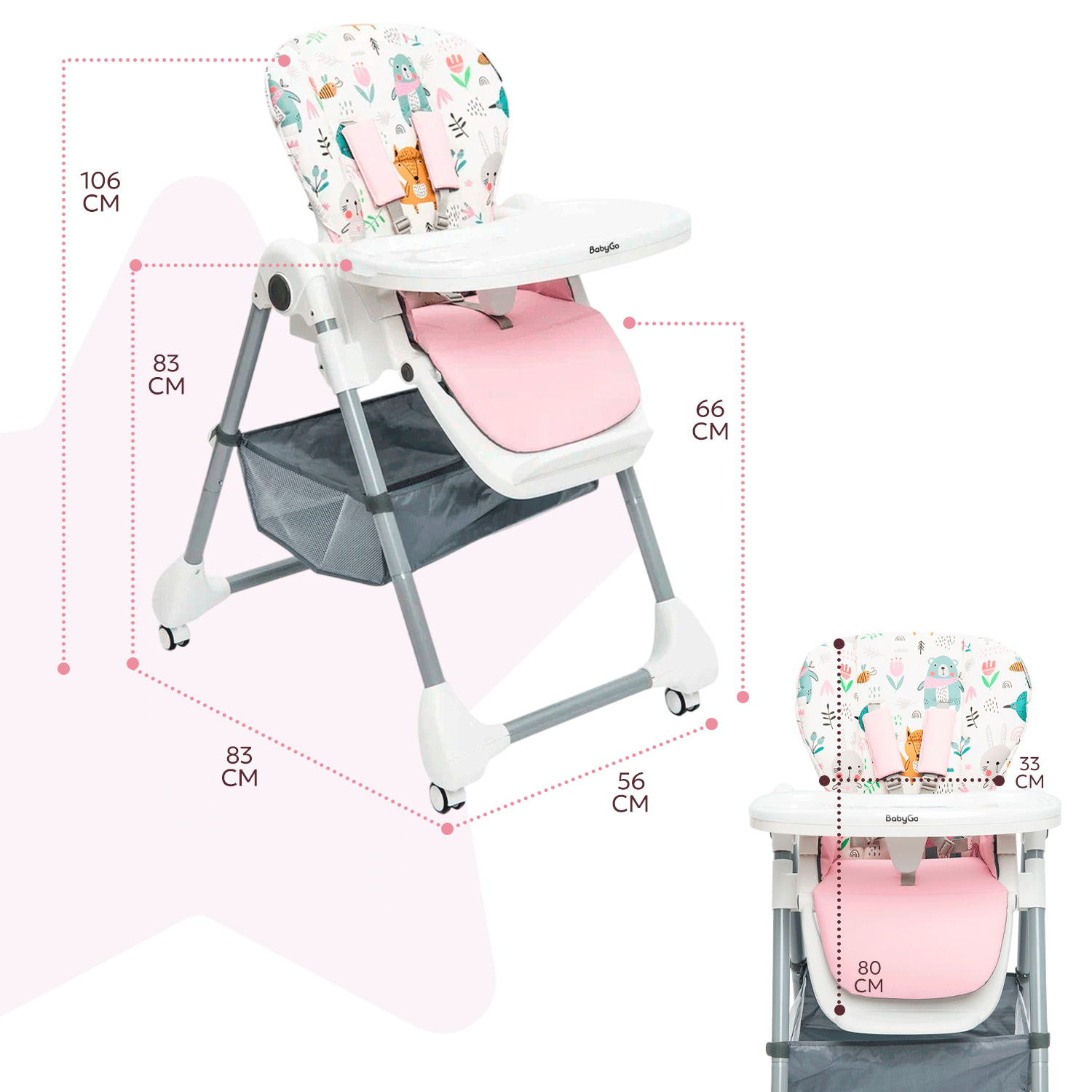 Стульчик для кормления BabyGo Pretty Friends New розовый - фото 6