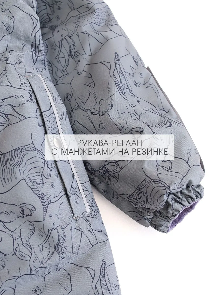 Комбинезон MINIDINO В-КОМ-015/ДКомбинезон еврозима принт Сафари серо-зеленый - фото 9