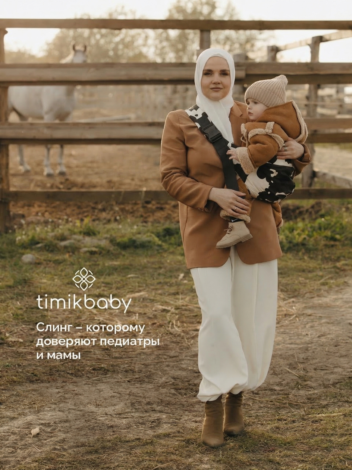 Переноска для новорожденных Timikbaby слинг коровий принт - фото 1