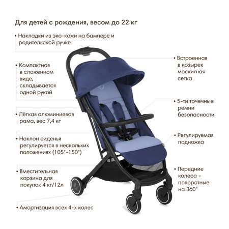 Коляска прогулочная JANE Rocket lazuli blue синий
