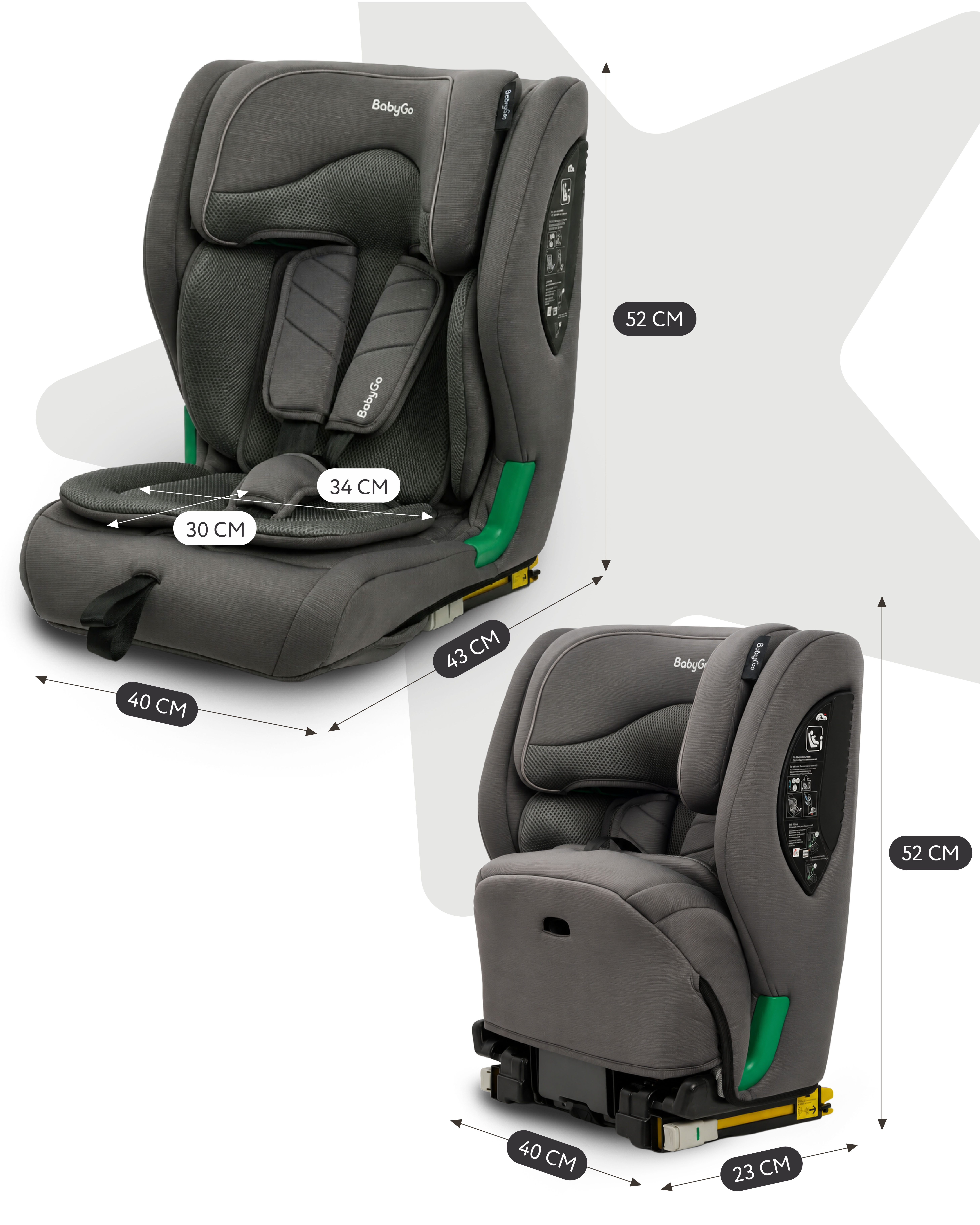 Автокресло BabyGo Flex Isofix 1/2/3 (9-36 кг) серый - фото 3
