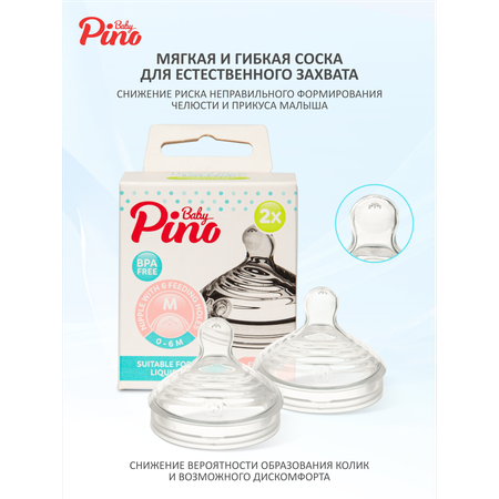 Соска Baby Pino Anti-Colic силикон M (средний поток) 2 шт.