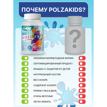 Омега-3 для детей POLZABOOM 60 пастилок