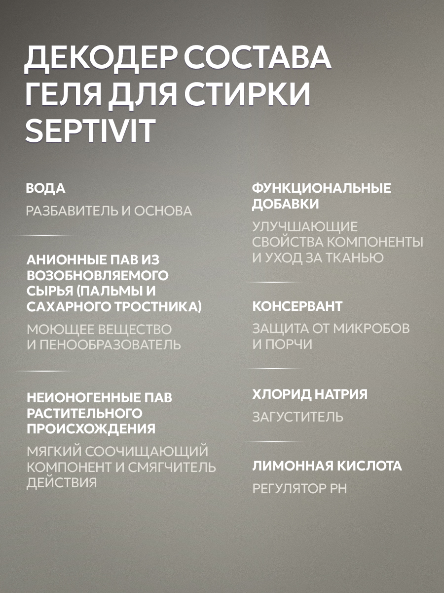 Гель для стирки SEPTIVIT детский без запаха 0+ 1.5 л - фото 7