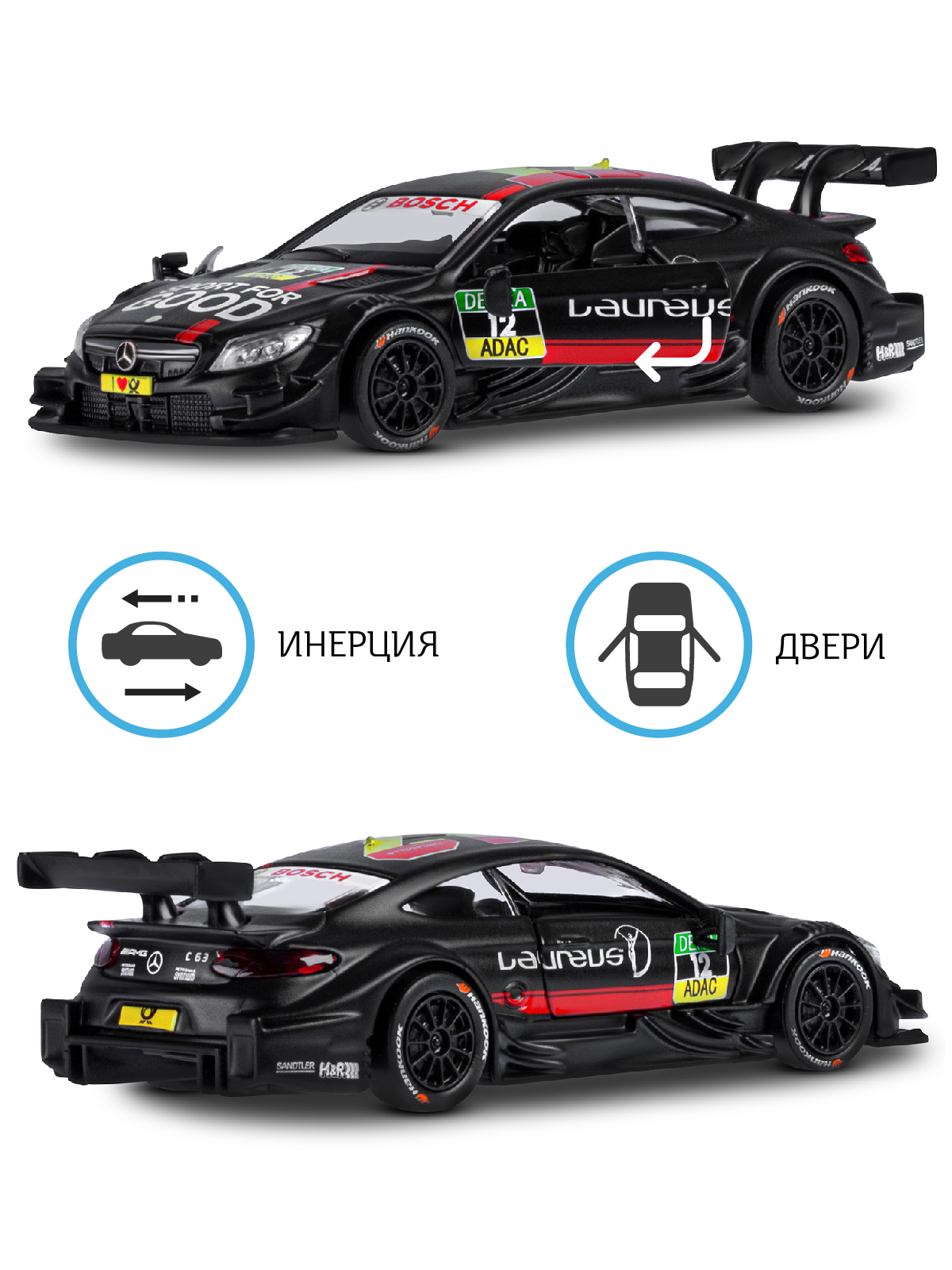 Автомобиль АВТОпанорама Mercedes AMG C 63 DTM 1:43 JB1251214 - фото 2