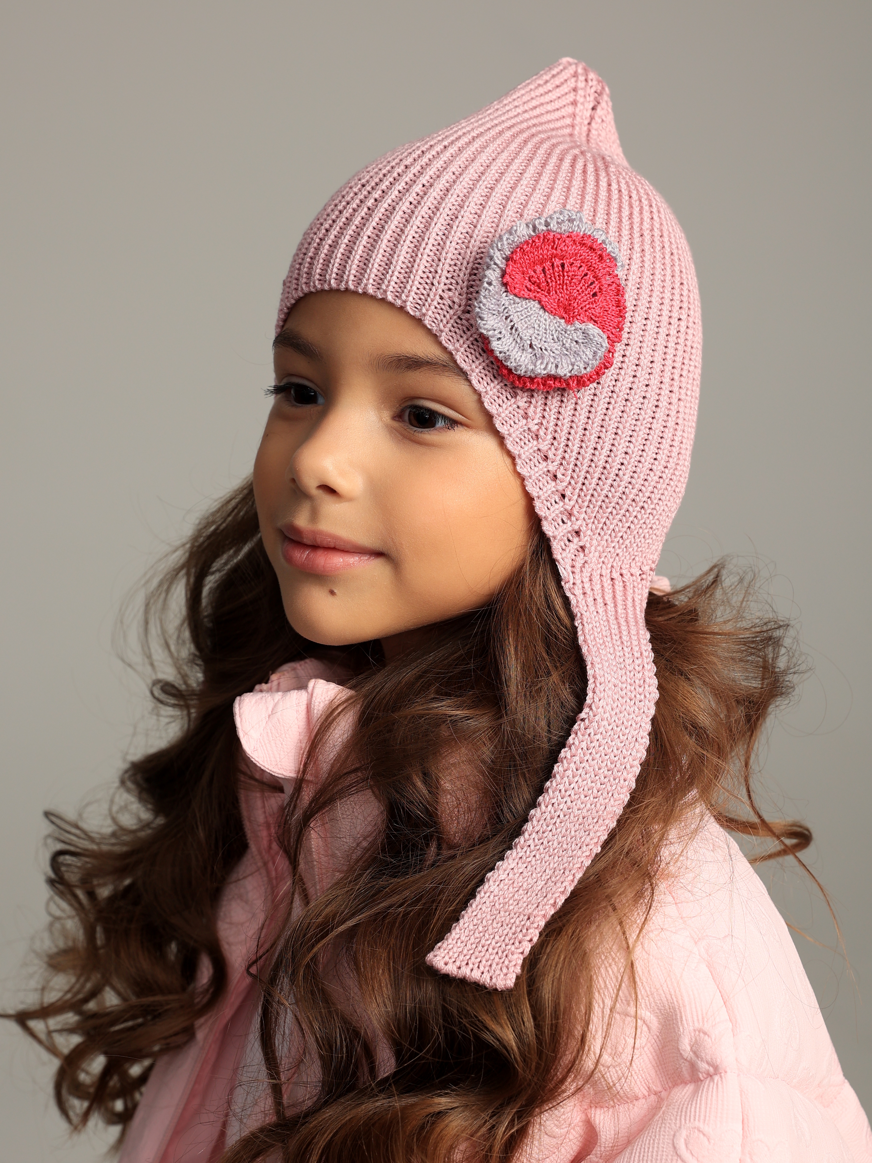 Шапка-чепчик BRIOLLINI Leyla розовая пудра - фото 3