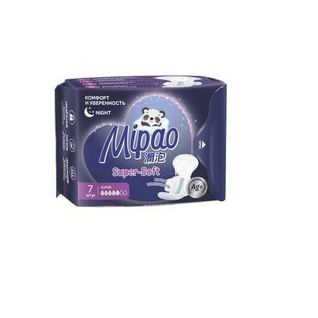 Прокладки гигиенические Mipao ночные с анионовым защитным чипом 7шт