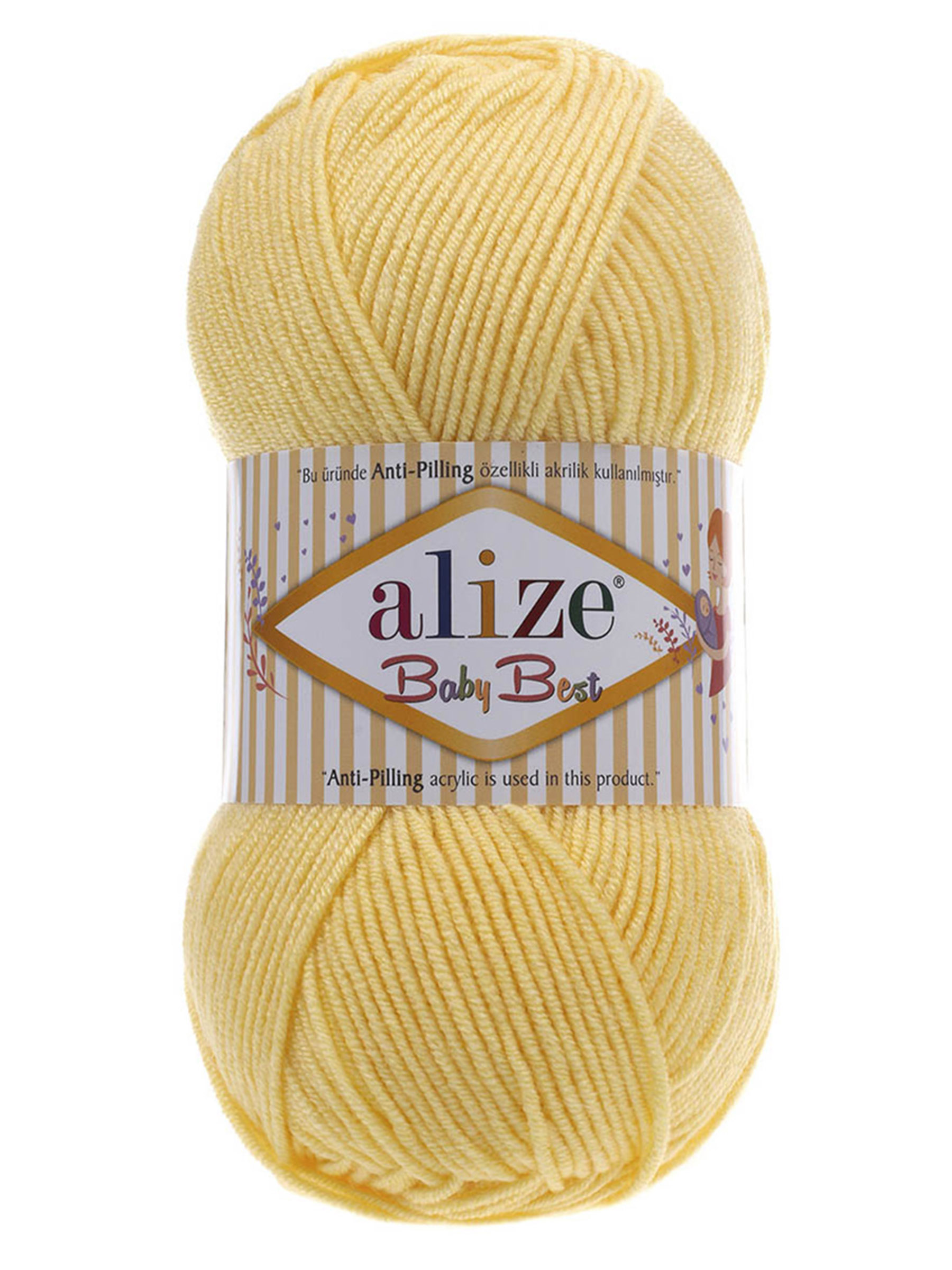 Пряжа для вязания Alize baby best бамбук акрил с эффектом антипиллинг 100 г 240 м 250 светлый лимон 5 мотков - фото 4