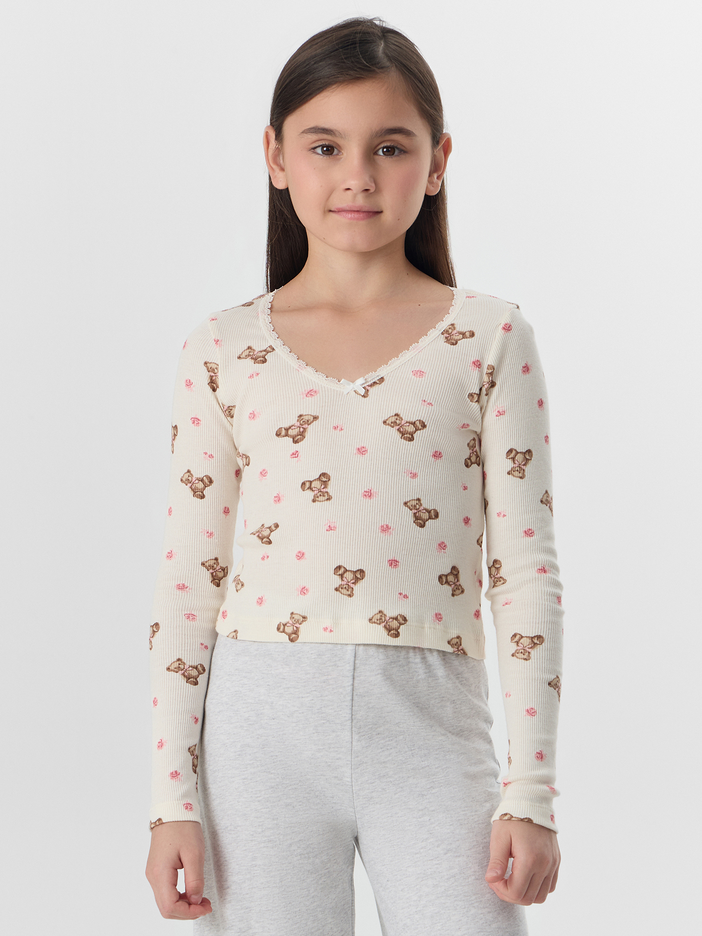 Пижама Mark Formelle (Марк Формэль) 567758/мишки с цветами на молоке +серый меланж 4306-А - фото 3