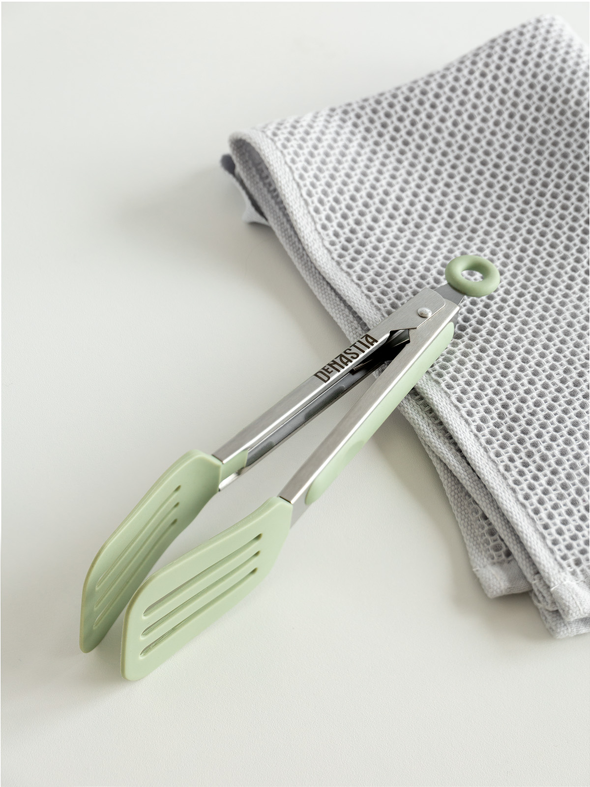 Щипцы кухонные DeNASTIA универсальные 27x5.5 см нержавеющая сталь силикон серый мятный A000182 - фото 1