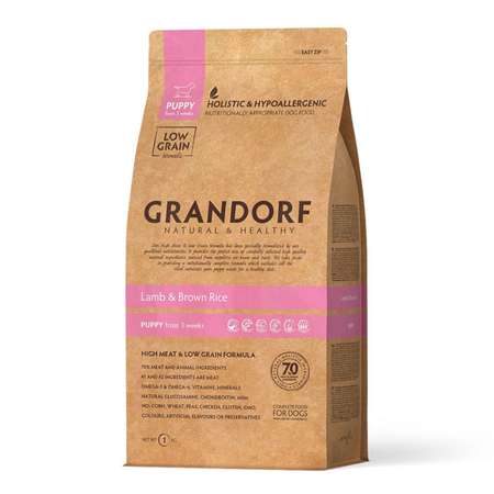 Корм для щенков Grandorf ягненок с бурым рисом 1кг