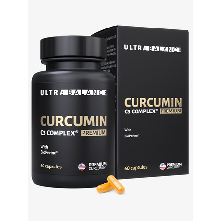 Куркумин с пиперином UltraBalance премиальный витаминный комплекс с биоперином Curcumin C3 complex BioPerine БАД 60 капсул