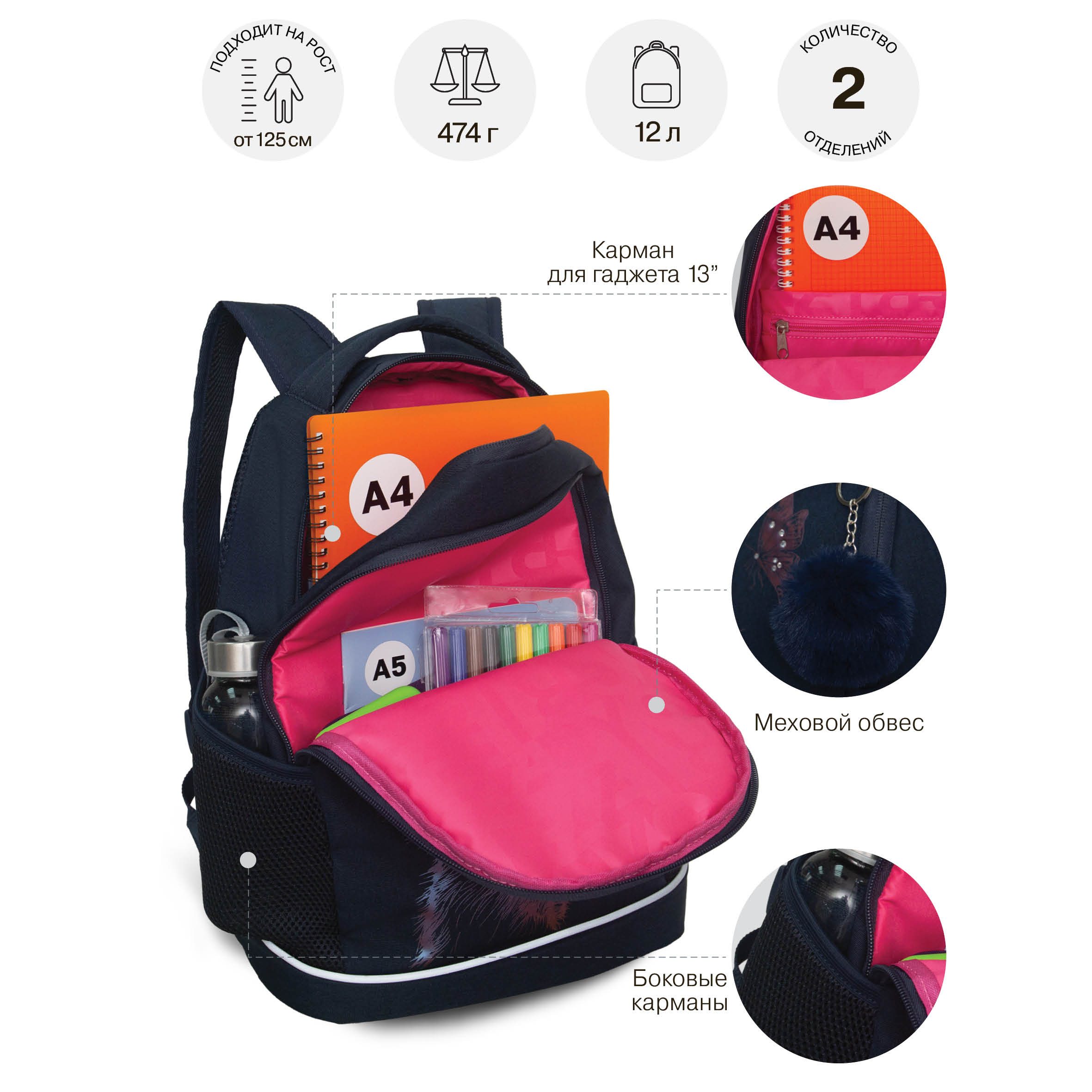 Рюкзак Grizzly для девочки - фото 7