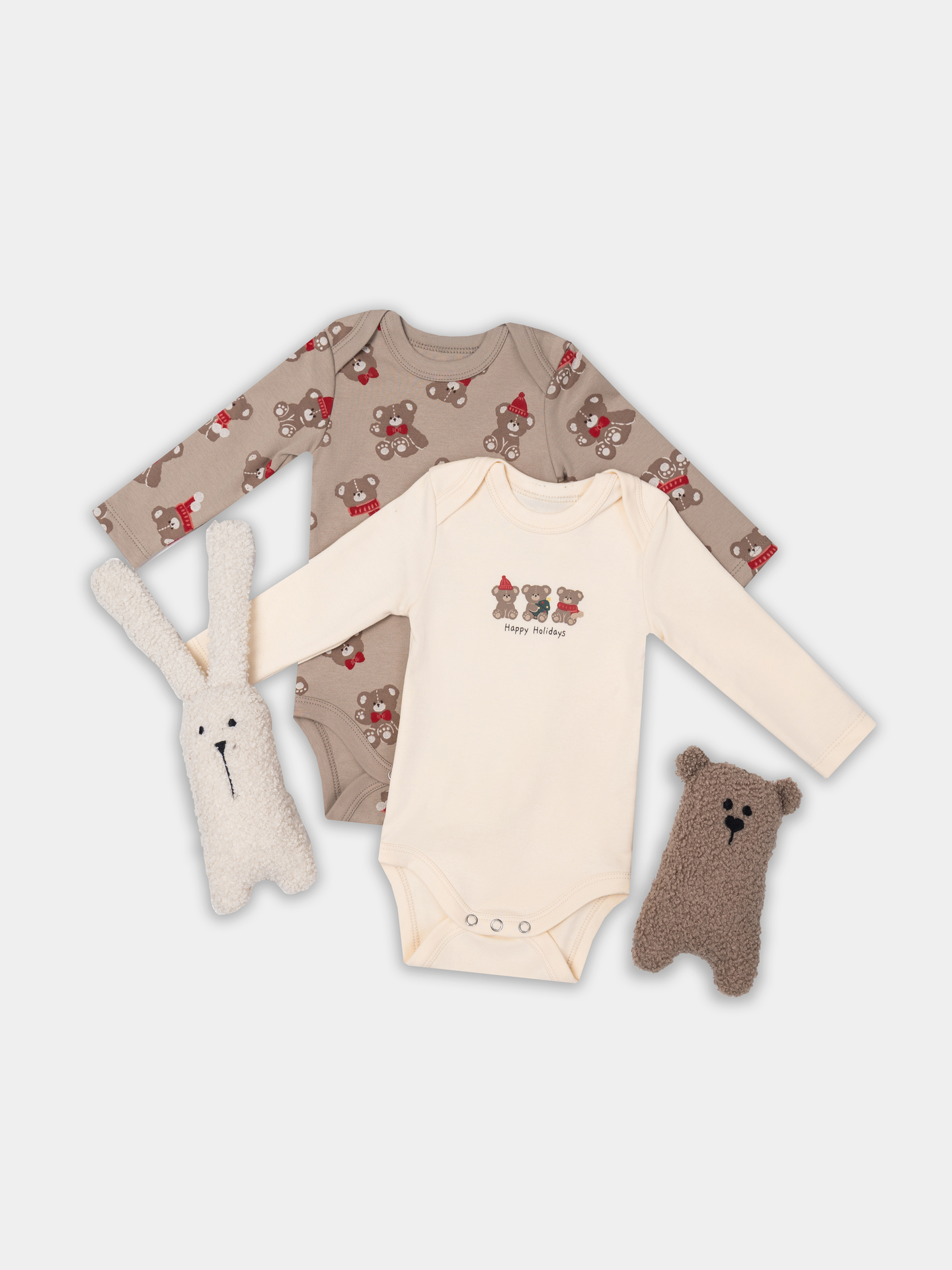 Боди 2 шт Mark Formelle (Марк Формэль) 13016-2/сливочное масло +НГ мишутки на бежевом - фото 1