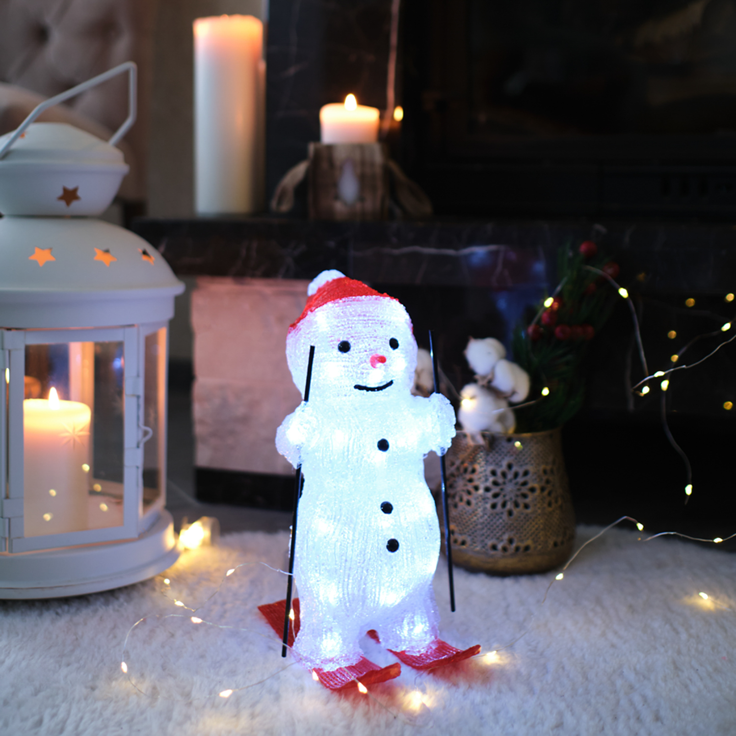 Акриловая светодиодная фигура-ночник NEON-NIGHT Снеговик на лыжах 513-325 - фото 3