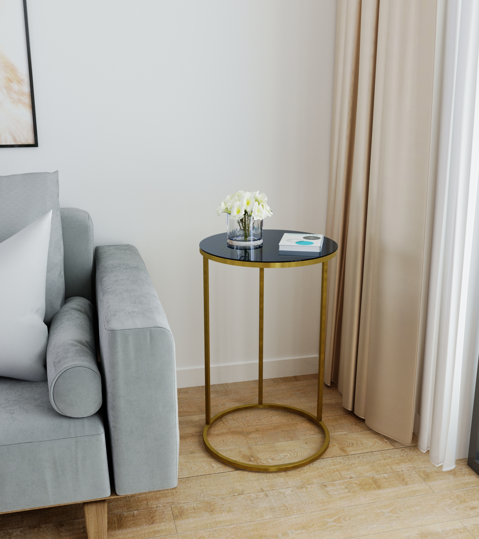 Стол придиванный КАЛИФОРНИЯ МЕБЕЛЬ Остин Glass Черная лакобель Золото - фото 8