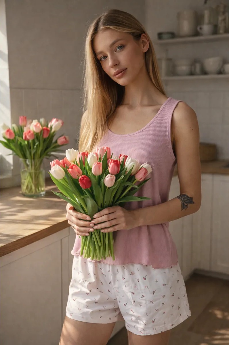 Пижама Mark Formelle (Марк Формэль) 592654/пыльный розовый +цветочки на розовом - фото 2