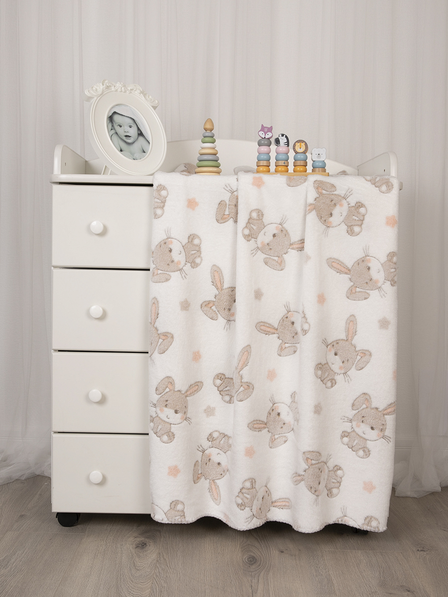 Плед для малышей Baby Nice VELSOFT 3D Зайки на белом 100х118 - фото 3