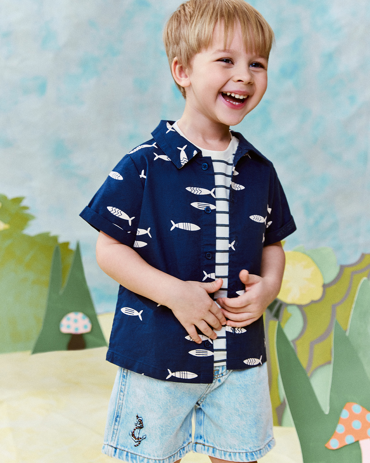 Изображение товара Рубашка BabyGo 92 Летняя для мальчика с однотонным принтом